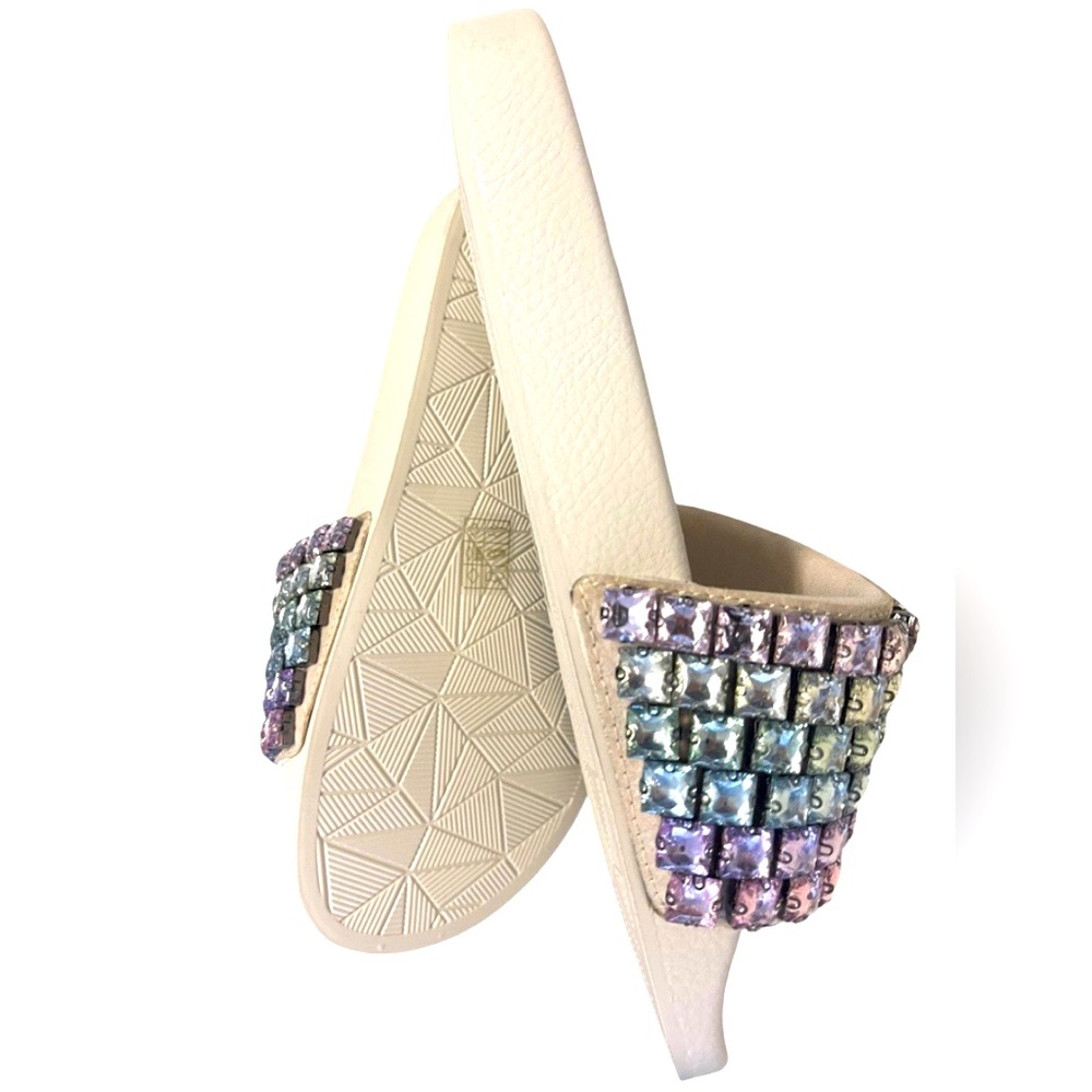 Kurt Geiger NIB Slide Sandals Meena Lg Pastel Crystals EagleHead w/Crystals Sz 7 - Picture 8 of 13